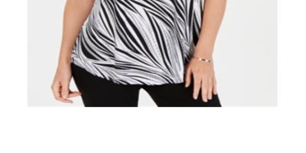 JM Collection Blusa feminina estampada com decote redondo, branca, vários tamanhos, média