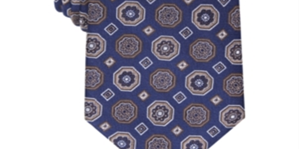 Gravata de pescoço masculina clássica medalhão de seda Tasso Elba, tamanho regular, marrom