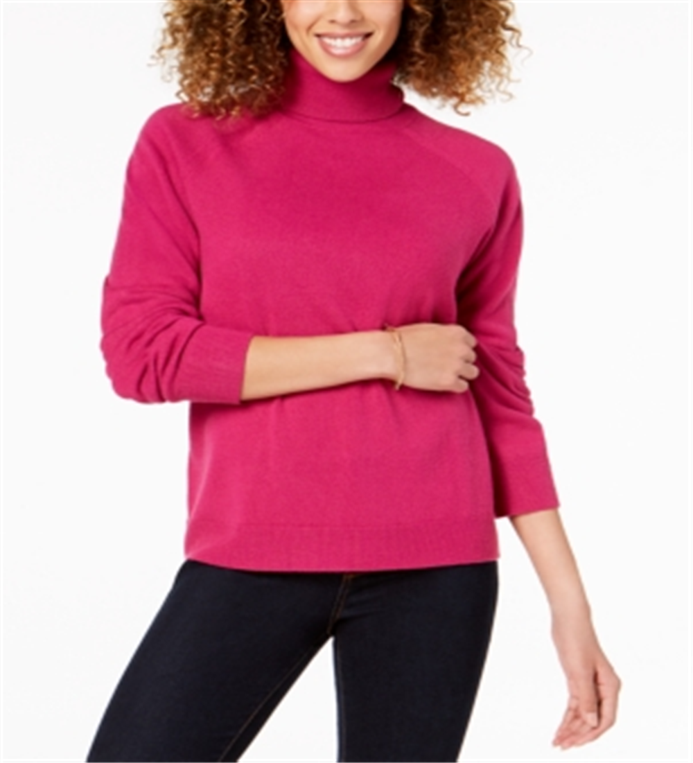 Karen Scott Suéter feminino de gola alta rosa tamanho X-S