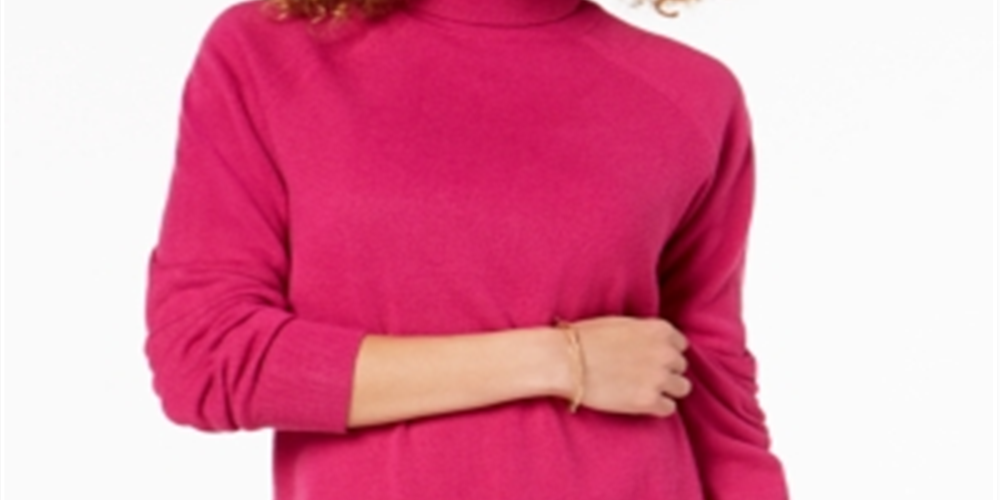 Karen Scott Suéter feminino de gola alta rosa tamanho X-S
