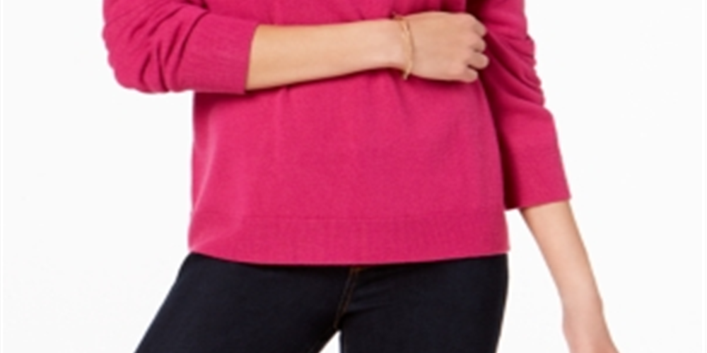 Karen Scott Suéter feminino de gola alta rosa tamanho X-S