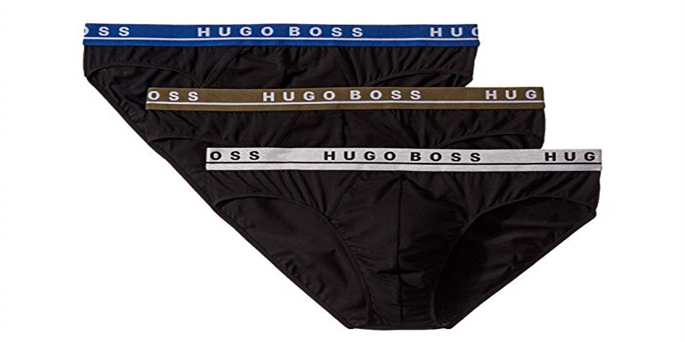 Cuecas elásticas masculinas Hugo Boss, pacote com 3, pretas, tamanho pequeno