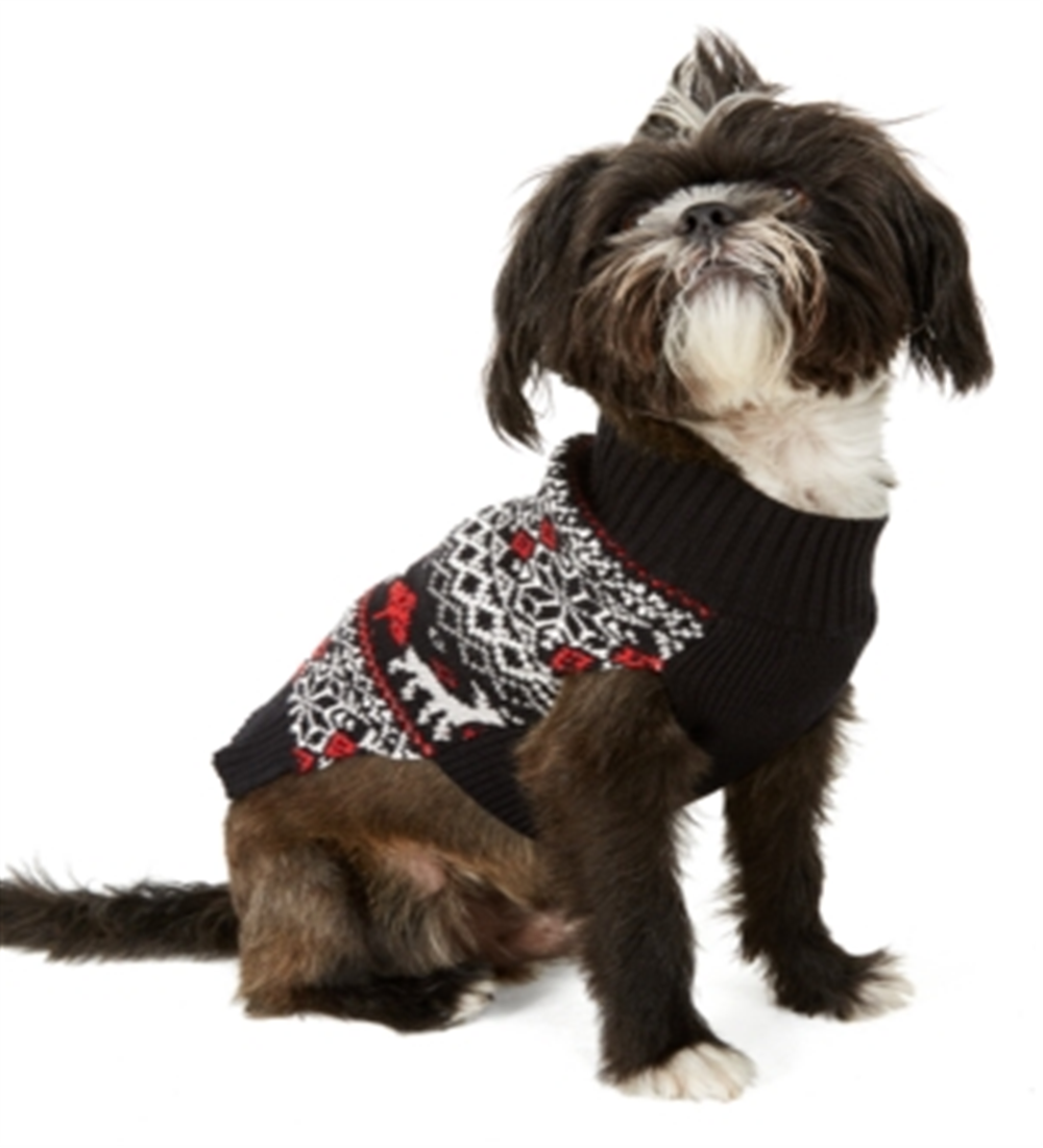 Suéter feminino Charter Club Fair Isle Dog Family, preto, tamanho XX-G