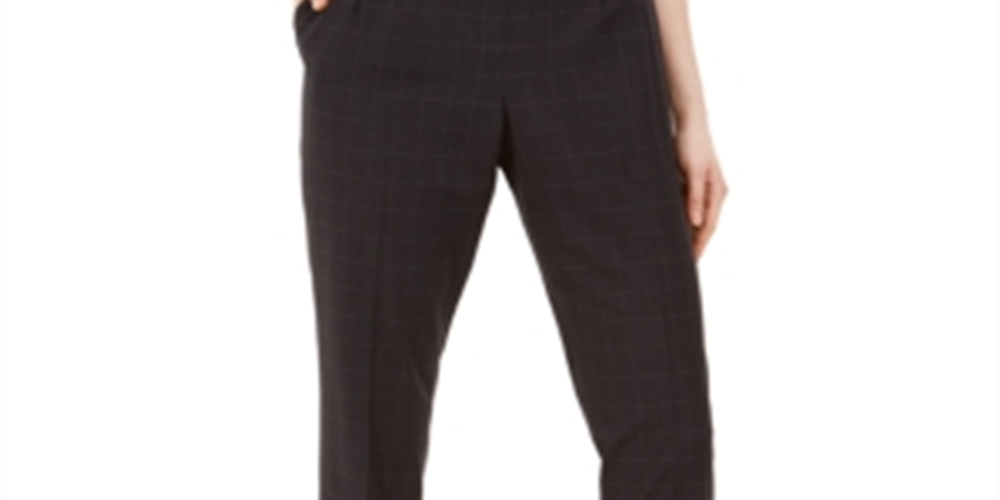 Calça feminina Calvin Klein slim leggings windowpane tamanho 6, cinza escuro