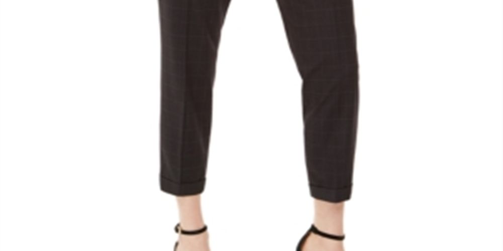 Calça feminina Calvin Klein slim leggings windowpane tamanho 6, cinza escuro