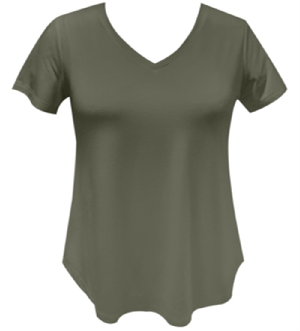 Camiseta feminina com decote em V da coleção JM, verde, tamanho grande
