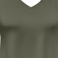Camiseta feminina com decote em V da coleção JM, verde, tamanho grande