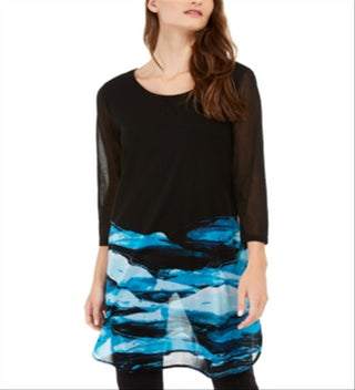 Túnica transparente estampada feminina Alfani azul tamanho pequeno