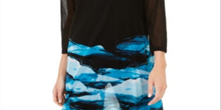 Túnica transparente estampada feminina Alfani azul tamanho pequeno