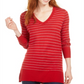 Suéter feminino listrado skinny Maison Jules, vermelho, tamanho pequeno