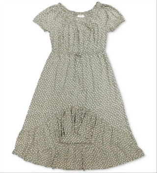 Vestido feminino estilo camponês alto e baixo, verde, tamanho extragrande