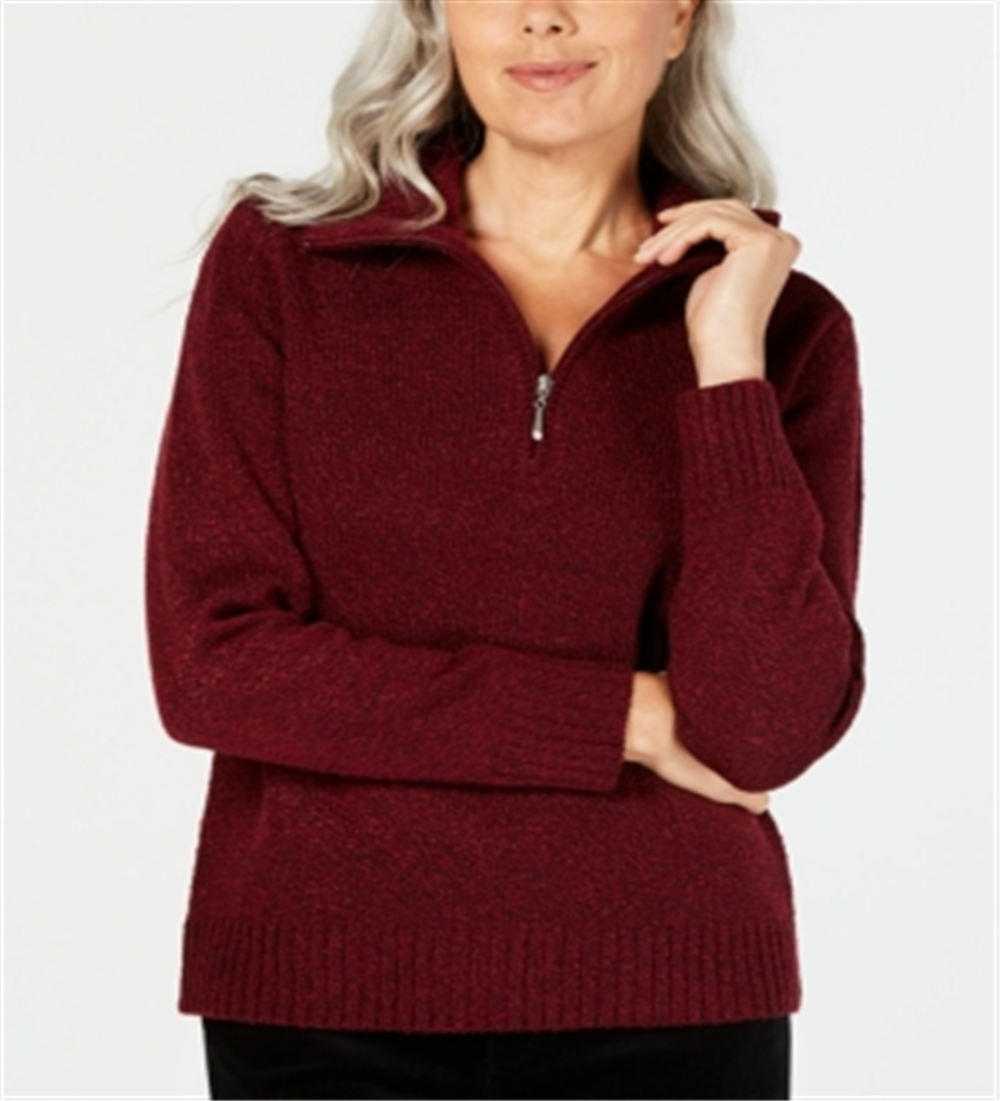 Karen Scott Suéter Feminino Gola Asa Zíper Gola Vermelha Tamanho XX-G