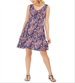 Vestido feminino sem mangas com alças e estampa nas costas, azul marinho, vários tamanhos, extrapequeno