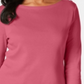 Charter Club Blusa feminina de algodão Pima com decote canoa e botões e ombro a ombro, rosa, tamanho pequeno