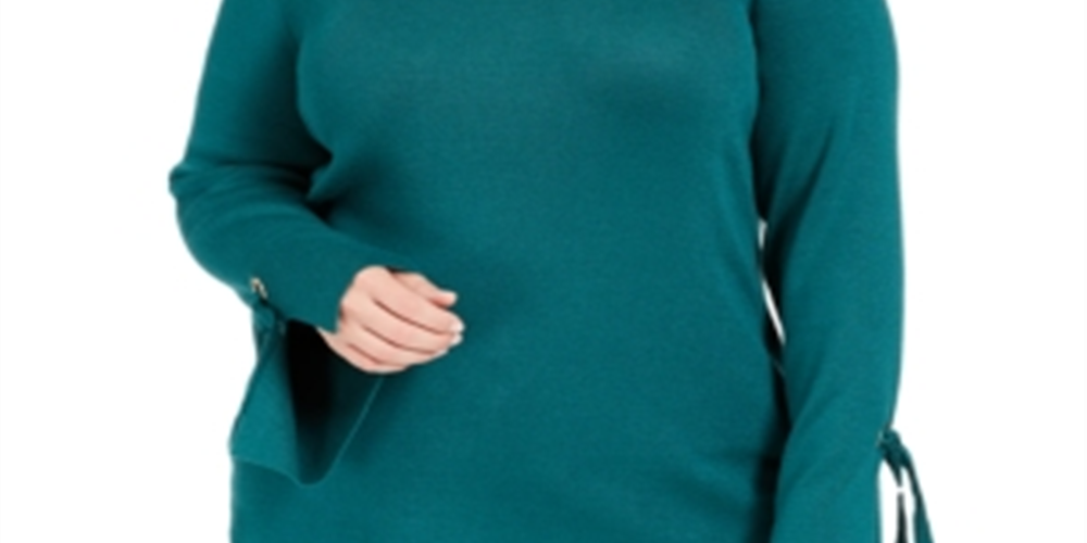 JM Collection Suéter Feminino Plus com Detalhe de Ilhós Verde Tamanho OX