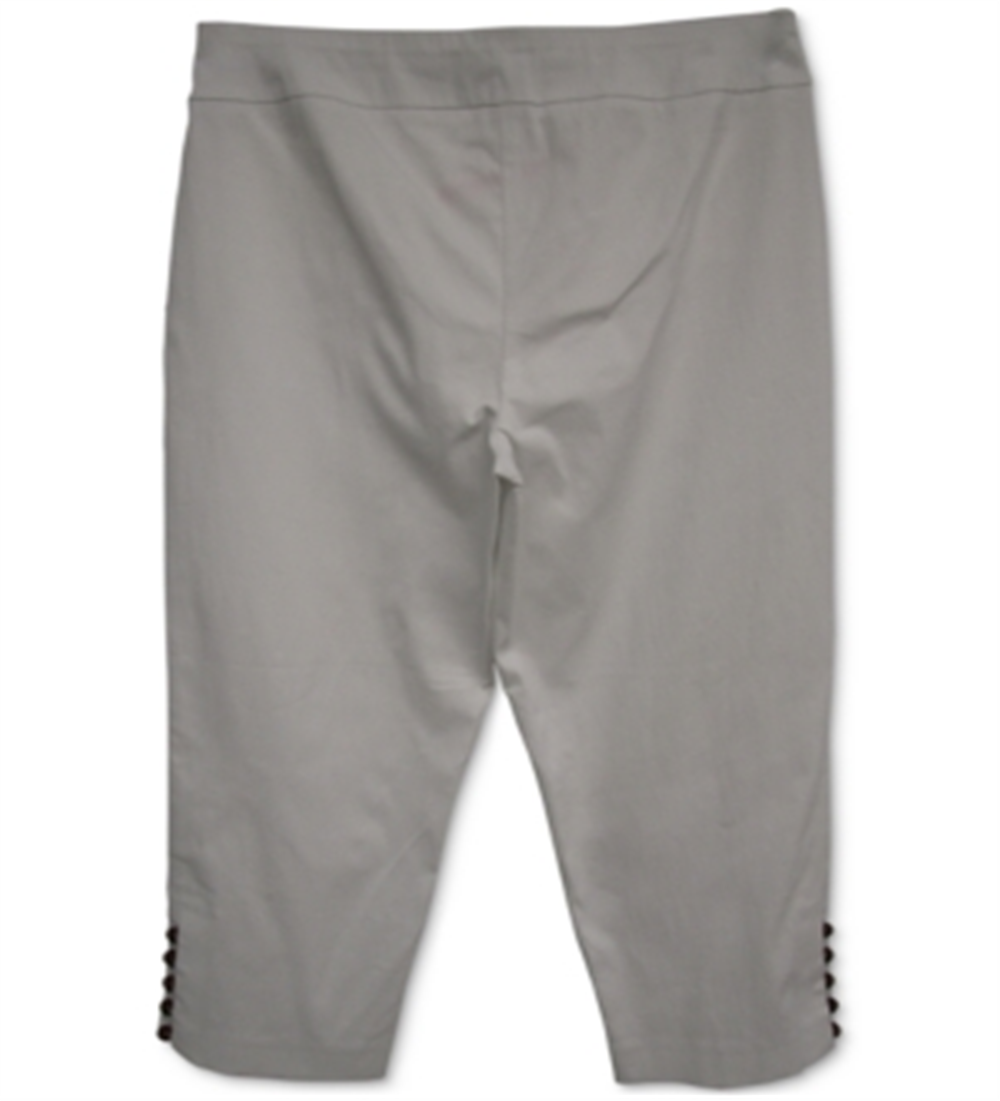Calça capri feminina com controle de barriga e contas JM Collection, cinza, tamanho grande
