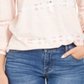 Blusa feminina de algodão tingido com decote dividido, estilo &amp; co, rosa, tamanho grande