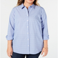 Camisa social feminina Charter Club Plus Cotton Azul Tamanho 14W