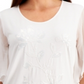 Blusa feminina com mangas curtas e lantejoulas da coleção JM, branca, tamanho pequeno