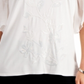 Blusa feminina com mangas curtas e lantejoulas da coleção JM, branca, tamanho pequeno