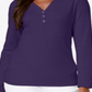 Karen Scott Top Henley Feminino de Algodão Roxo Tamanho Médio