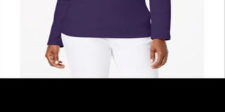 Karen Scott Top Henley Feminino de Algodão Roxo Tamanho Médio