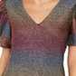 INC International Concepts Top Feminino Rainbow Shine Preto Tamanho X-S