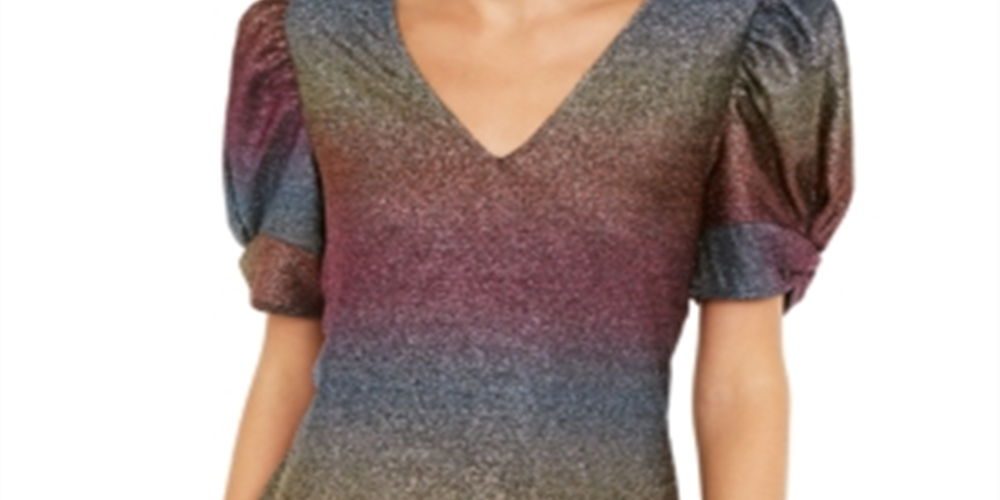 INC International Concepts Top Feminino Rainbow Shine Preto Tamanho X-S