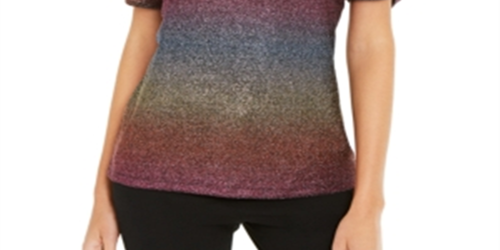 INC International Concepts Top Feminino Rainbow Shine Preto Tamanho X-S