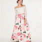 Vestido Teeze Me Junior de 2 peças, ombro de fora, renda e flores, branco, tamanho 5