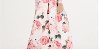 Vestido Teeze Me Junior de 2 peças, ombro de fora, renda e flores, branco, tamanho 5