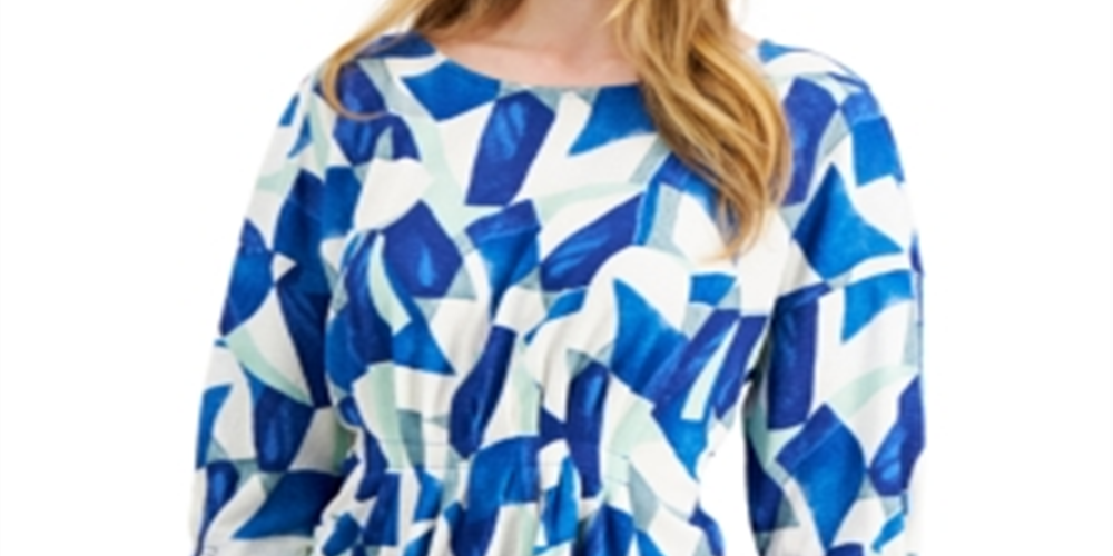 Blusa Alfani Feminina Estampada Cintada Azul Tamanho P