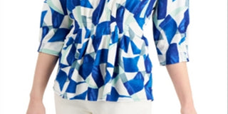 Blusa Alfani Feminina Estampada Cintada Azul Tamanho P