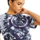INC International Concepts Top feminino com estampa tie-dye, manga curta, gola redonda, azul, tamanho extragrande