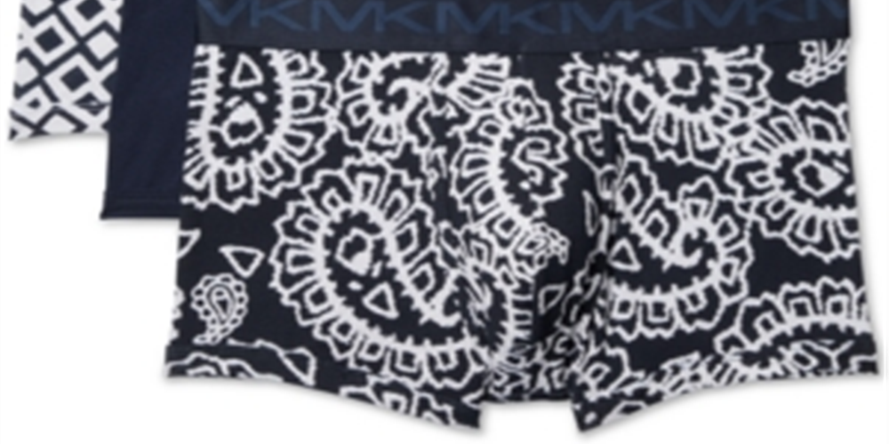 Cueca boxer masculina Michael Kors de algodão elástico, pacote com 3, azul-marinho, tamanho pequeno