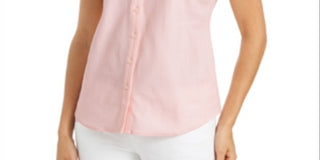 Camisa feminina sem mangas Charter Club Cotton Piquet Rosa Tamanho 16