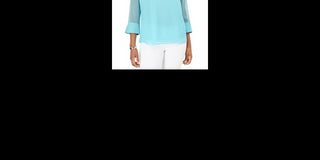 Charter Club Blusa de malha lisa com manga dividida feminina, azul, tamanho XX-G