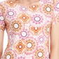 Camiseta feminina estampada em jacquard, rosa, tamanho grande, coleção JM