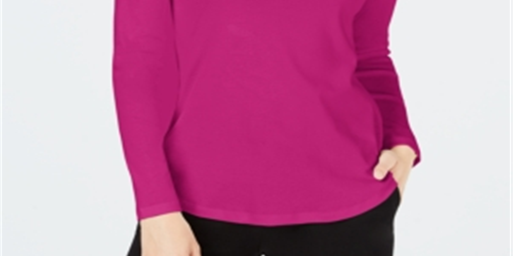 Camiseta feminina Charter Club de algodão com gola falsa, rosa, tamanho grande