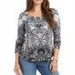 Blusa estampada feminina Style &amp; Co, preta, tamanho pequeno