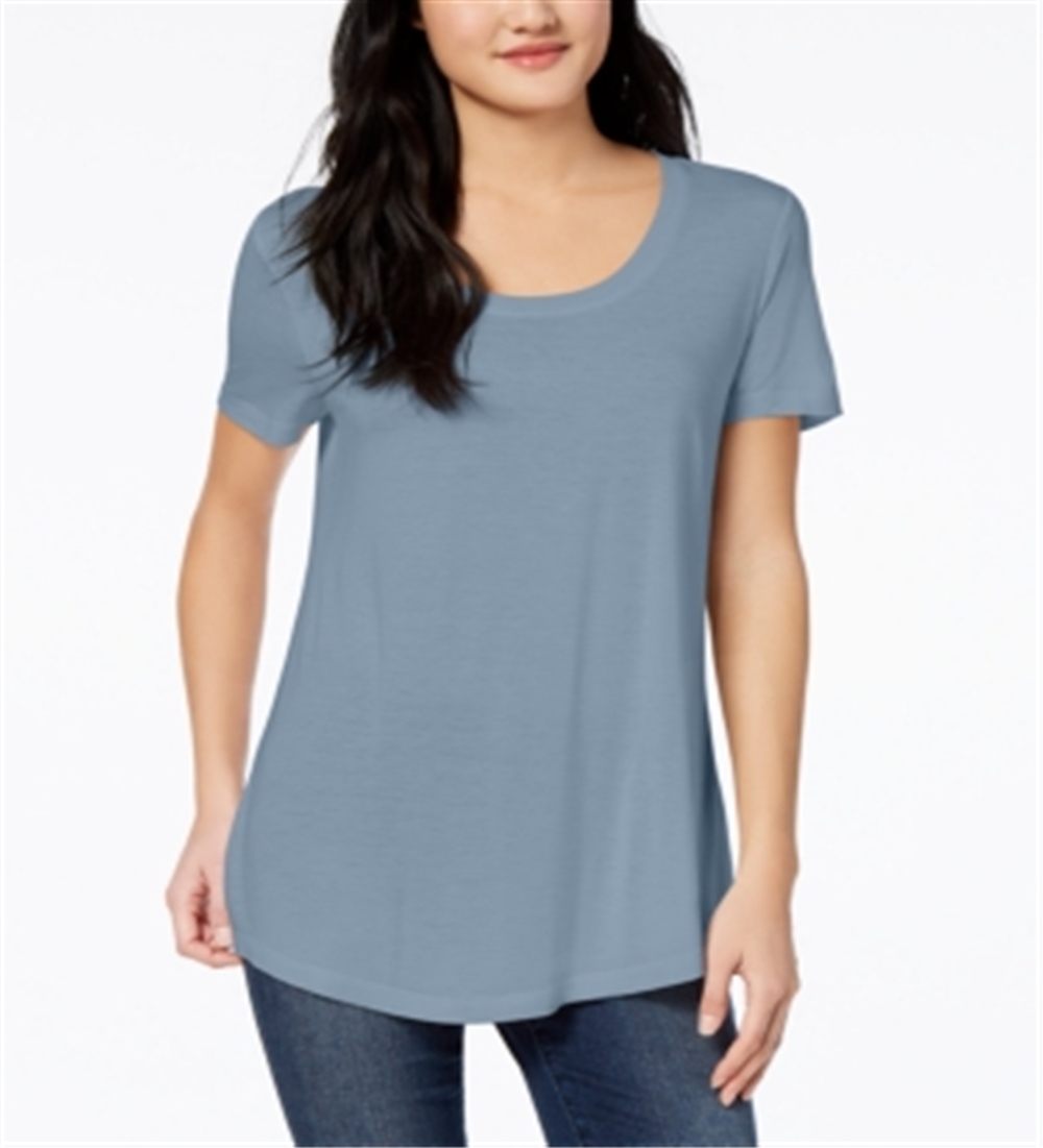 Camiseta feminina Maison Jules com decote redondo, azul, tamanho X-S