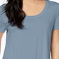 Camiseta feminina Maison Jules com decote redondo, azul, tamanho X-S