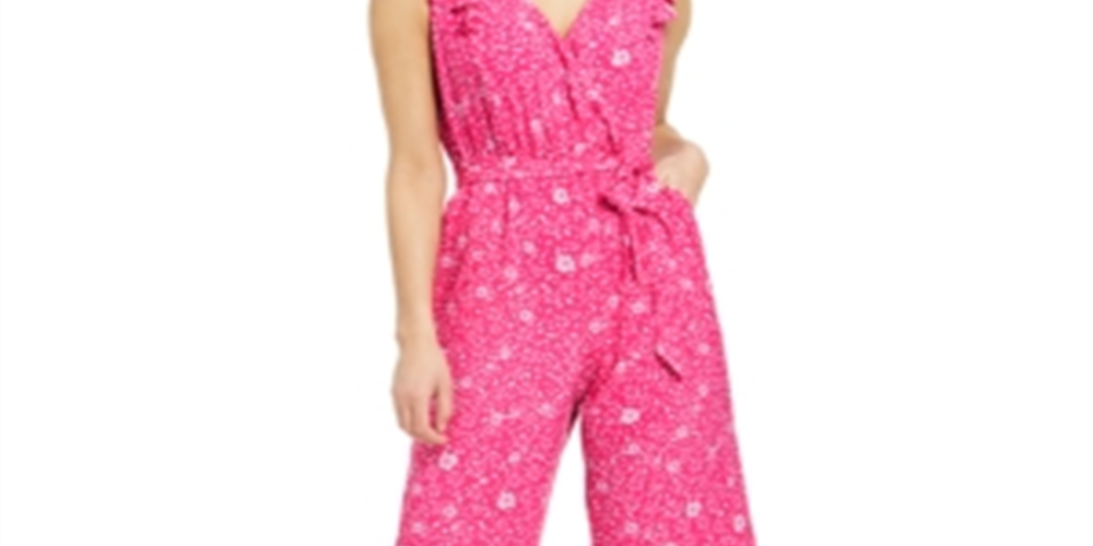 Macacão feminino com cinto estampado Charter Club rosa tamanho 12