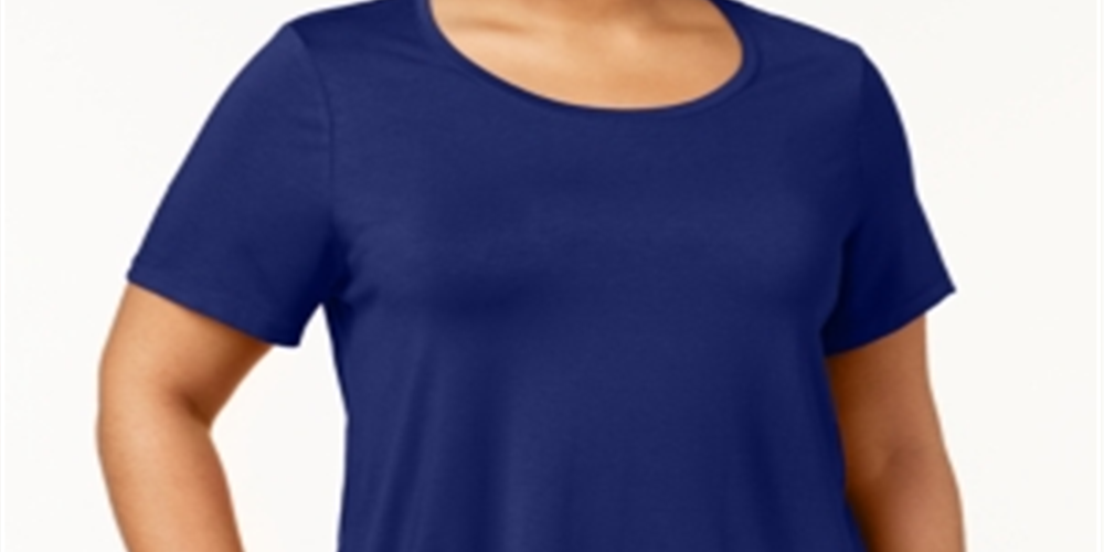 Blusa feminina plus size manga curta azul tamanho 2X da coleção JM