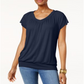 Camiseta Blusa Feminina JM Collection Azul Tamanho P