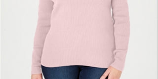 Karen Scott Suéter Feminino de Algodão com Gola V Rosa Tamanho P