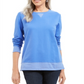Moletom feminino Karen Scott Sport com bainha contrastante, azul, tamanho XX-G