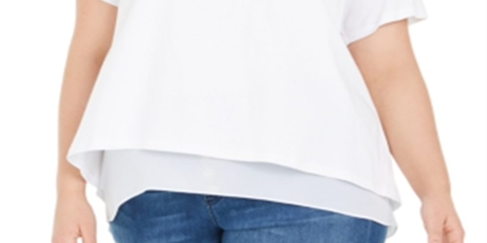 Top feminino Michael Kors Plus com decote em camadas e costas abertas, branco, tamanho 0X