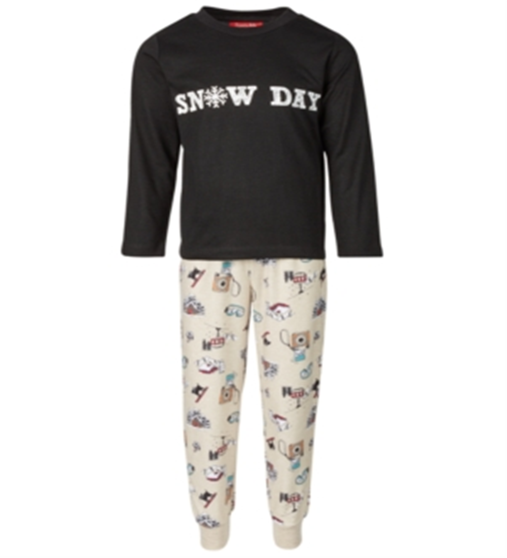Pijama Família Feminino Combinando Infantil Dia de Neve Conjunto Marrom Tamanho 2T-3T