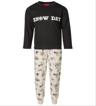 Pijama Família Feminino Combinando Infantil Dia de Neve Conjunto Marrom Tamanho 2T-3T